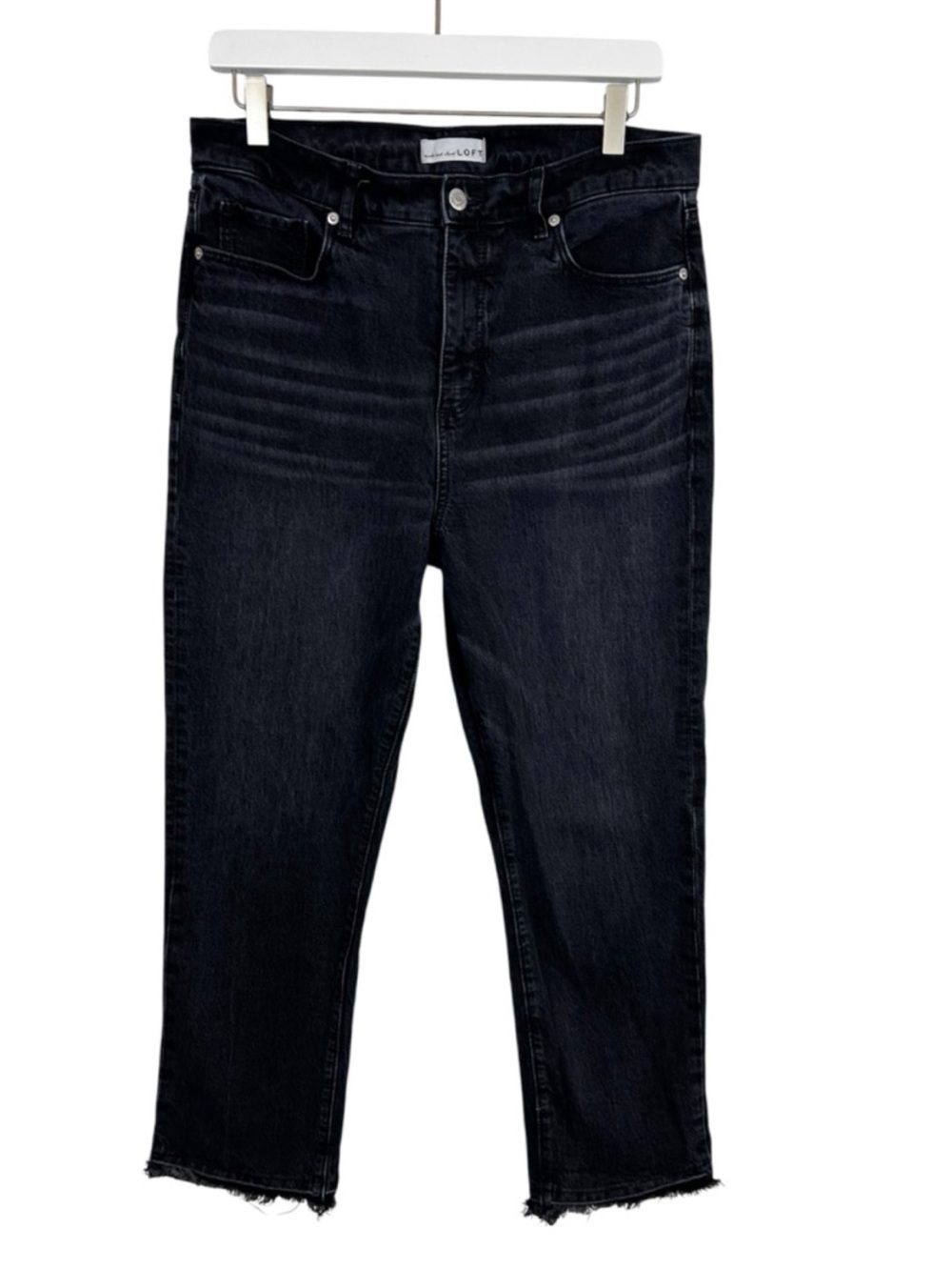 LOFT The Straight Crop Black High-Rise Jeans Size 29 / 8
